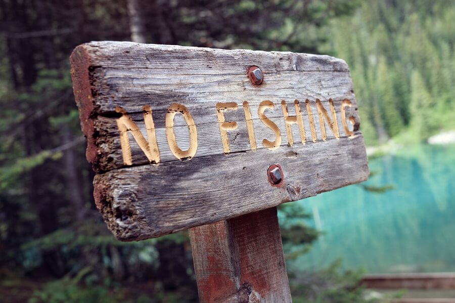 no fishing wooden sign